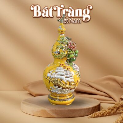 Hồ lô Bát Tràng Việt Nam Thuận Buồm Hoàng Kim màu vàng BT-HL09