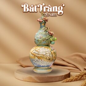 Hồ lô Bát Tràng Việt Nam Thuận Buồm vạn lộc xanh lam BT-HL10