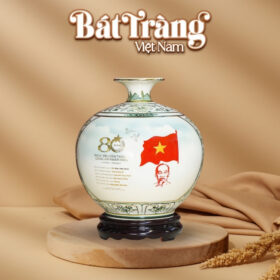 Quà tặng Đại hội Đảng bộ bình hút lộc in logo họa tiết kẻ vàng BT-QT86