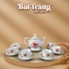 Quà tặng đại hội ấm chén in logo dáng đài cát kẻ chỉ vàng BT-QT97