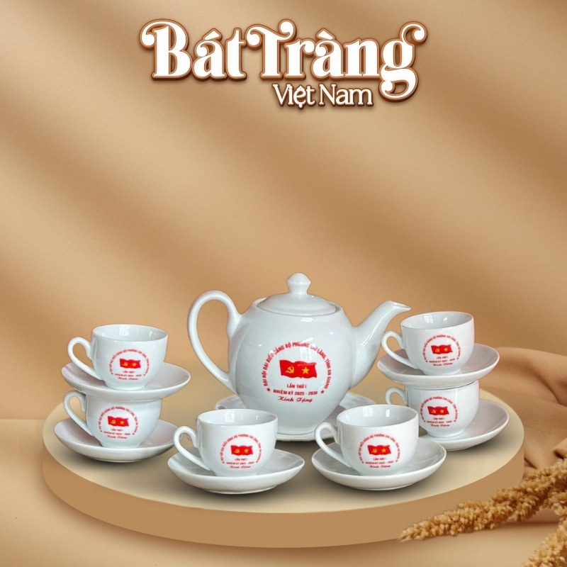 Ấm chén quà tặng đại hội in logo dáng Camellia 500ml BT-QT98