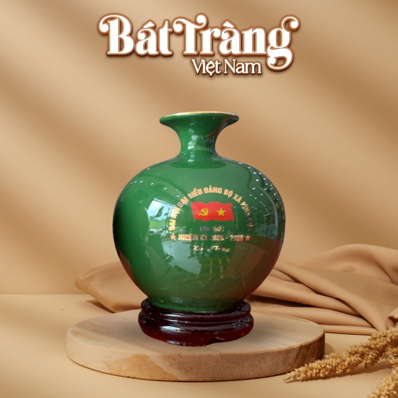 Quà tặng đại hội bình hút lộc in logo màu xanh cao 18cm BT-QT100