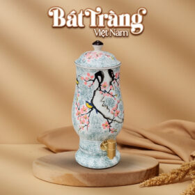 Bình nước gốm Bát Tràng dung tích 3 lít vẽ đào điểu dáng ly BT-BN09