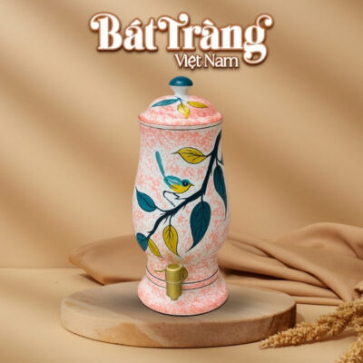 Bình đựng nước gốm Bát Tràng dáng ly vẽ diệp điểu dung tích 3 lít BT-BN14