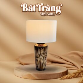 Đèn ngủ Bát Tràng Việt Nam cao 60cm màu nâu vân gỗ BT-DN14