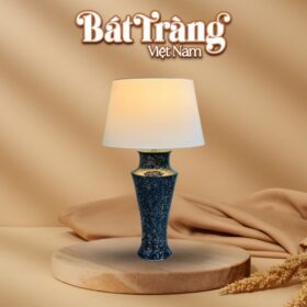 Đèn ngủ để bàn gốm sứ Bát Tràng Việt Nam cao 67cm men xanh đen BT-DN01