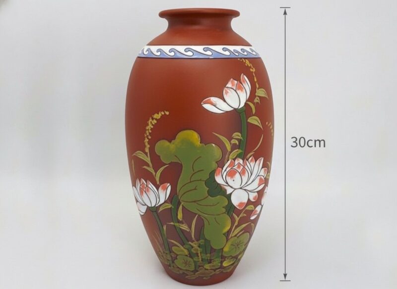 Kích thước Bình Hoa Gốm Hoa Sen Cổ Điển Vẽ Tay