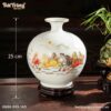 Kích thước Bình Hút Lộc Gốm Sứ Bát Tràng Vẽ Mã Đáo Thành Công & Sơn Thủy Hữu Tình Men Trắng Cao Cấp