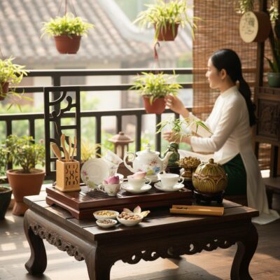 Buổi sáng bình yên tại ban công nhà Việt, một p...