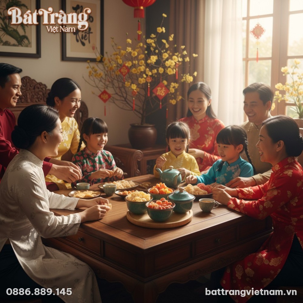 Bộ khay mứt Bát Tràng men xanh ngọc đặt tinh tế...