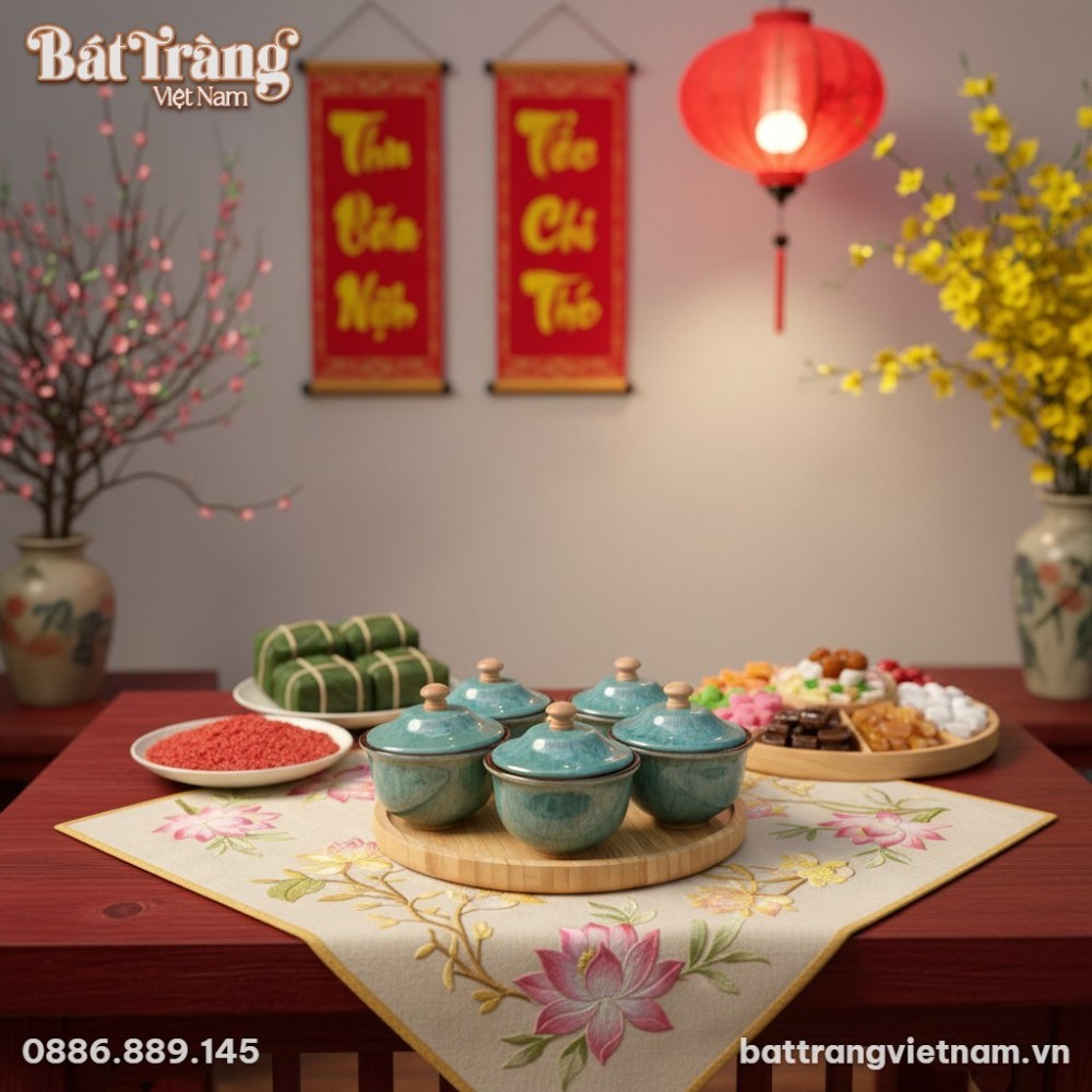 Một khoảnh khắc trao tặng ấm áp, bộ khay mứt gố...