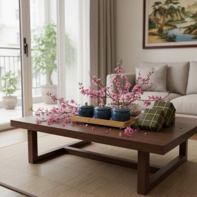 Một khay mứt sứ Bát Tràng men hỏa biến xanh đặt...