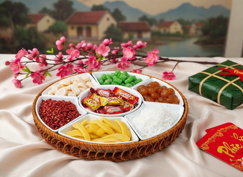Góc nhìn cận cảnh khay mứt sứ trắng 7 ngăn kèm ... Góc nhìn cận cảnh khay mứt sứ trắng 7 ngăn kèm ...