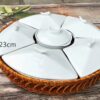 Kích thước Khay Mứt Sứ Trắng 7 Ngăn Kèm Khay Mây Tre Đan Cao Cấp