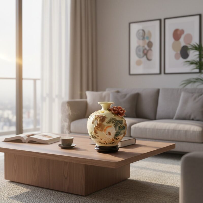 Bình gốm sứ 'Mã Đáo Thành Công' cao 19cm đặt tr...