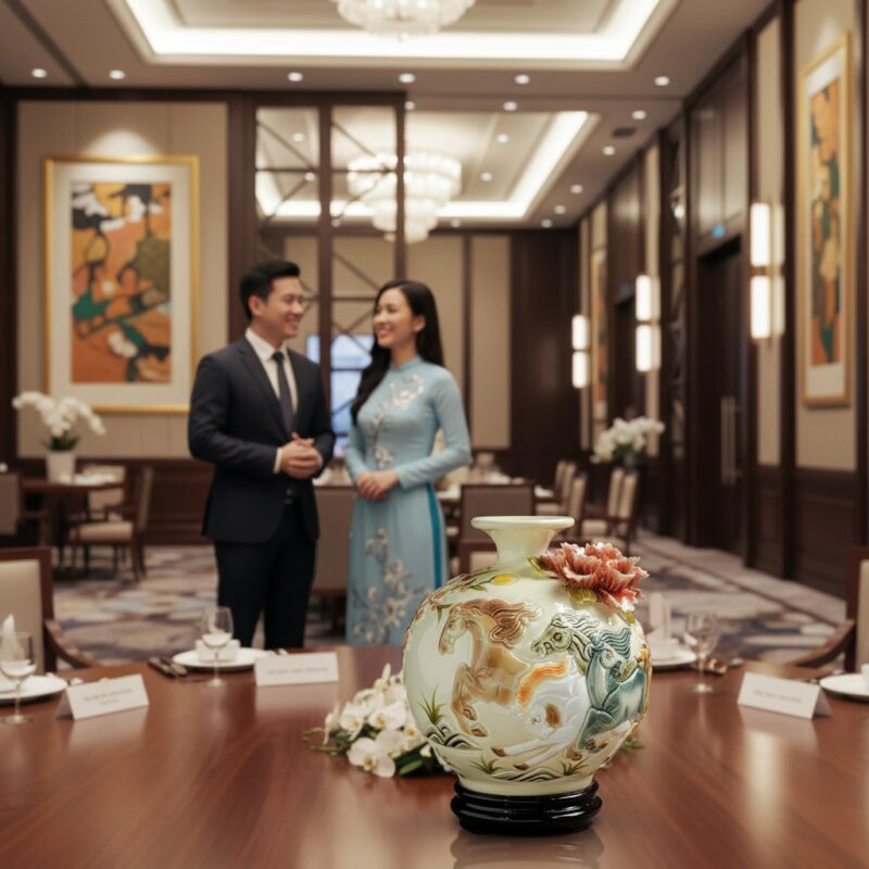 Bình gốm sứ 'Mã Đáo Thành Công' cao 19cm được đ...