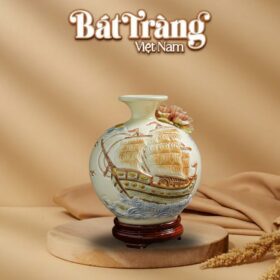 Bình Hút Lộc Gốm Sứ Họa Tiết Thuyền Buồm Đắp Nổi BT-BHL83