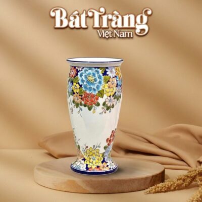Lọ hoa gốm sứ dáng vò họa tiết hoa văn nhiều màu sắc LH21 - Ảnh đại diện
