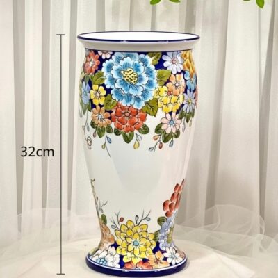 Kích thước Lọ hoa gốm sứ dáng vò họa tiết hoa văn nhiều màu sắc LH21