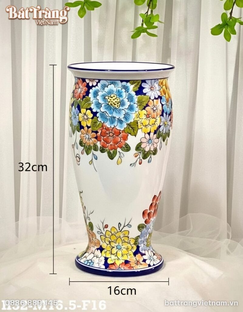 Kích thước Lọ hoa gốm sứ dáng vò họa tiết hoa văn nhiều màu sắc LH21 Kích thước Lọ hoa gốm sứ dáng vò họa tiết hoa văn nhiều màu sắc LH21