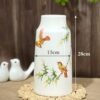Kích thước Lọ hoa gốm sứ trắng men bóng họa tiết chim và cành trúc BT-LH28