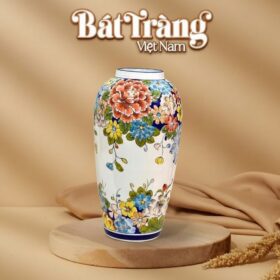 Lọ Hoa Gốm Sứ Vẽ Tay Họa Tiết Hoa Đa Sắc Rực Rỡ BT-LH22