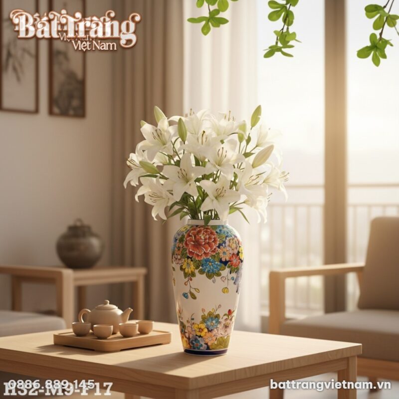 Lọ hoa gốm sứ vẽ tay họa tiết hoa đa sắc rực rỡ... Lọ hoa gốm sứ vẽ tay họa tiết hoa đa sắc rực rỡ...