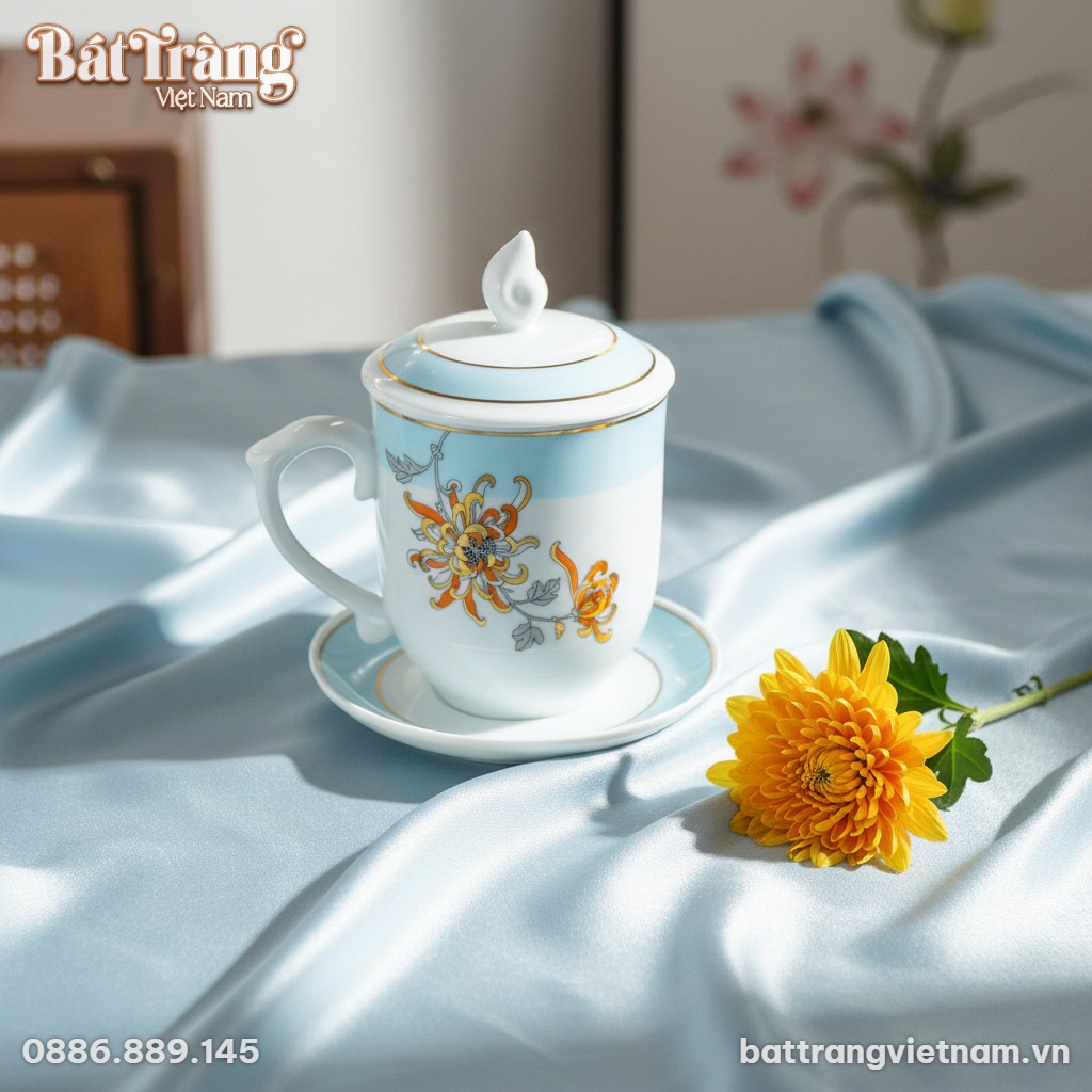 Góc nhìn từ trên xuống (top-down view) chiếc ly...