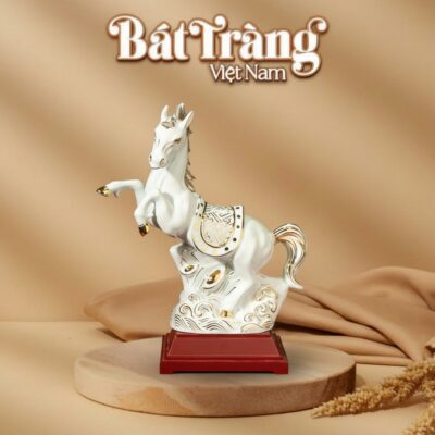 Tượng Bạch Mã Vẽ Vàng Kim Gốm Sứ Bát Tràng BT-TLV07 - Ảnh đại diện