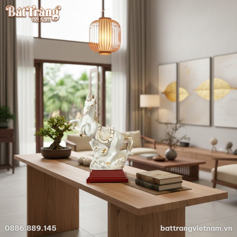 Tượng Bạch Mã gốm sứ Bát Tràng vẽ vàng kim cao ... Tượng Bạch Mã gốm sứ Bát Tràng vẽ vàng kim cao ...