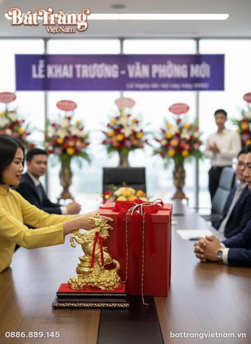 Cận cảnh tượng ngựa vàng gốm sứ Bát Tràng được ... Cận cảnh tượng ngựa vàng gốm sứ Bát Tràng được ...