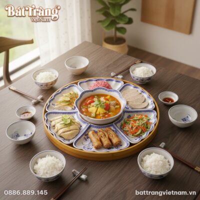 góc chụp từ trên xuống Bàn ăn gia đình Việt Nam...