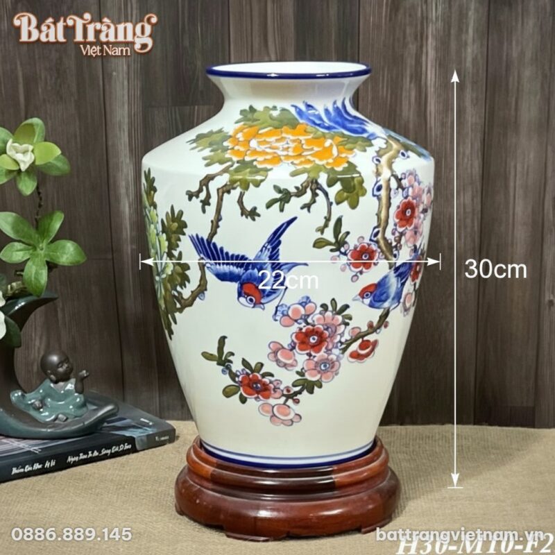 Kích thước Bình cắm hoa vai vuông vẽ chim én cành đào BT-LH51 Kích thước Bình cắm hoa vai vuông vẽ chim én cành đào BT-LH51