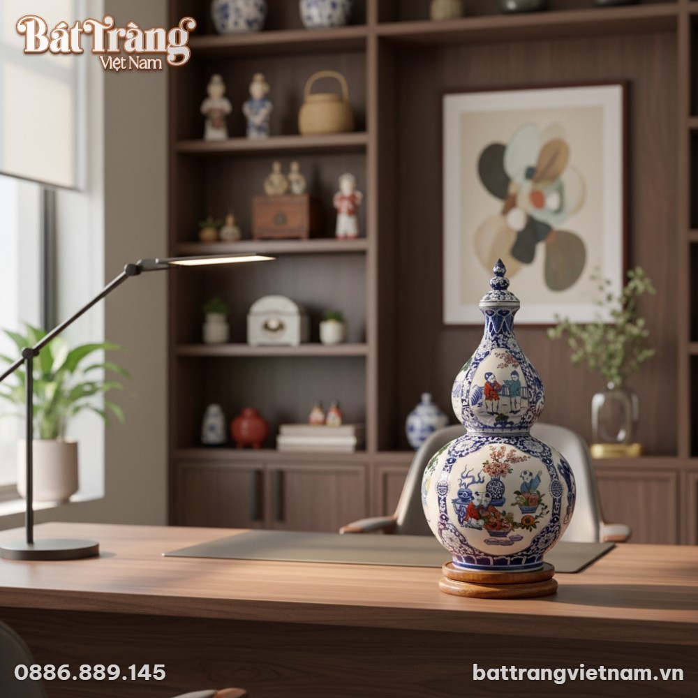 Bình Hồ Lô Bát Tràng cao 70cm nổi bật trên bàn ...