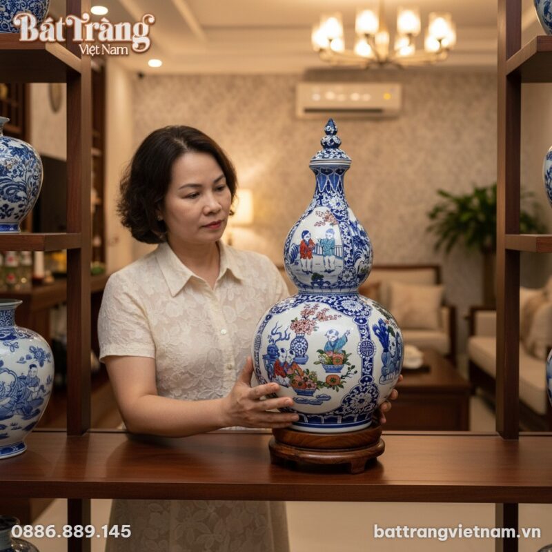 Bình Hồ Lô Bát Tràng cao 70cm nổi bật trên bàn ... Bình Hồ Lô Bát Tràng cao 70cm nổi bật trên bàn ...