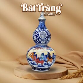 Bình Hồ Lô Nhị Cảnh Bát Mã - Thuận Buồm Bát Tràng BT-HL19