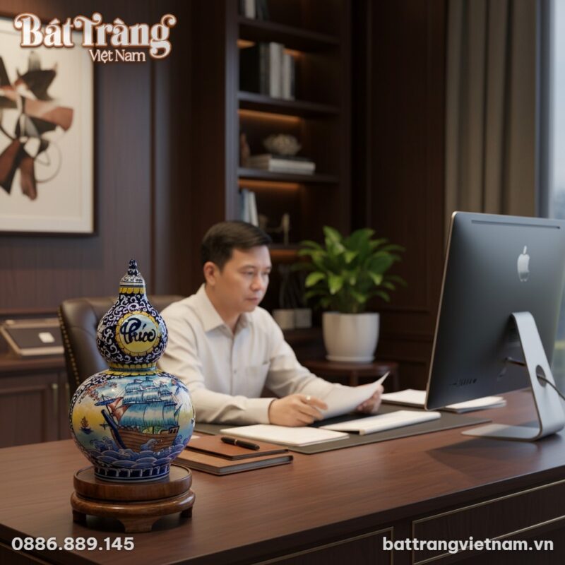 cận cảnh Bình Hồ Lô cao 52cm đặt trang trọng ở ...