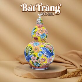 Bình Hồ Lô Phú Quý Song Ngư Cát Tường Men Vàng Bát Tràng BT-HL17