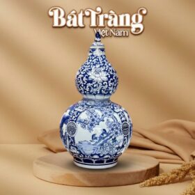 Bình Hồ Lô Tứ Cảnh Tùng Cúc Trúc Mai Men Lam Bát Tràng BT-HL21