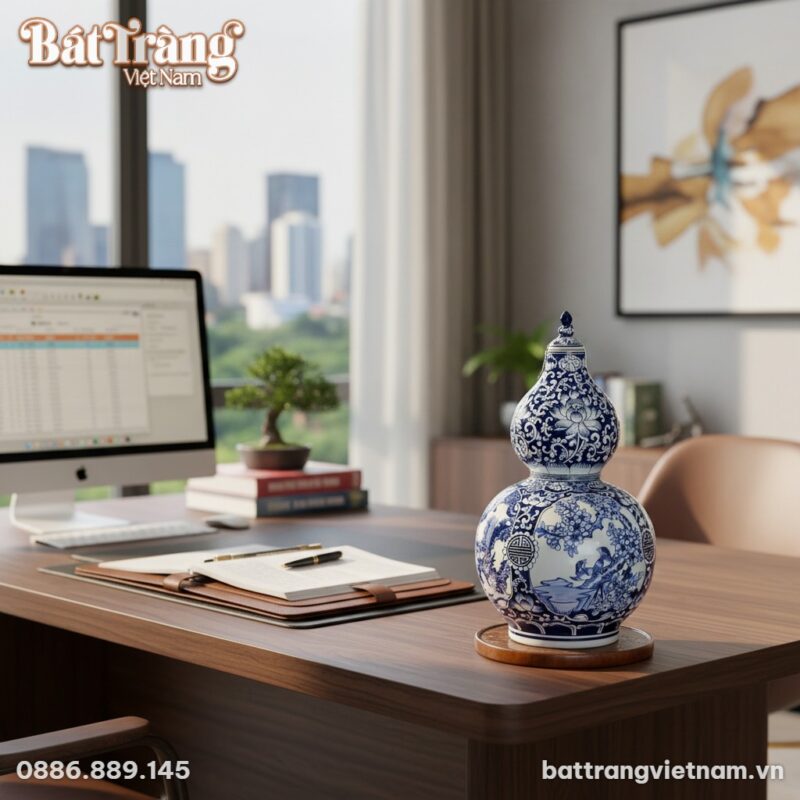 cận cảnh Bình Hồ Lô Bát Tràng 52cm trang trọng ...