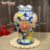 Kích thước Bình hoa dáng đùi dế miệng lượn vẽ hoa mẫu đơn đa sắc BT-LH53