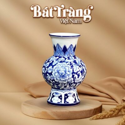 Bình hoa dáng vò men xanh vẽ hoa mẫu đơn BT-LH34 - Ảnh đại diện