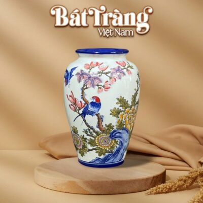 Bình hoa vẽ chim đậu cành hoa dáng xoài men màu BT-LH50 - Ảnh đại diện