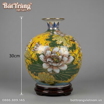 Kích thước Bình Hút Lộc Liên Hoa Cát Tường Vẽ Vàng 24K BT-BHL93