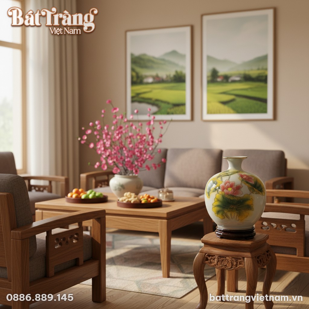 Bình Hút Lộc Liên Hoa Cát Tường cao 30cm đặt tr...