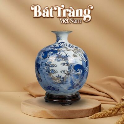 Bình Hút Lộc Song Như Cát Tường Men Lam Vẽ Vàng 24K BT-BHL91 - Ảnh đại diện