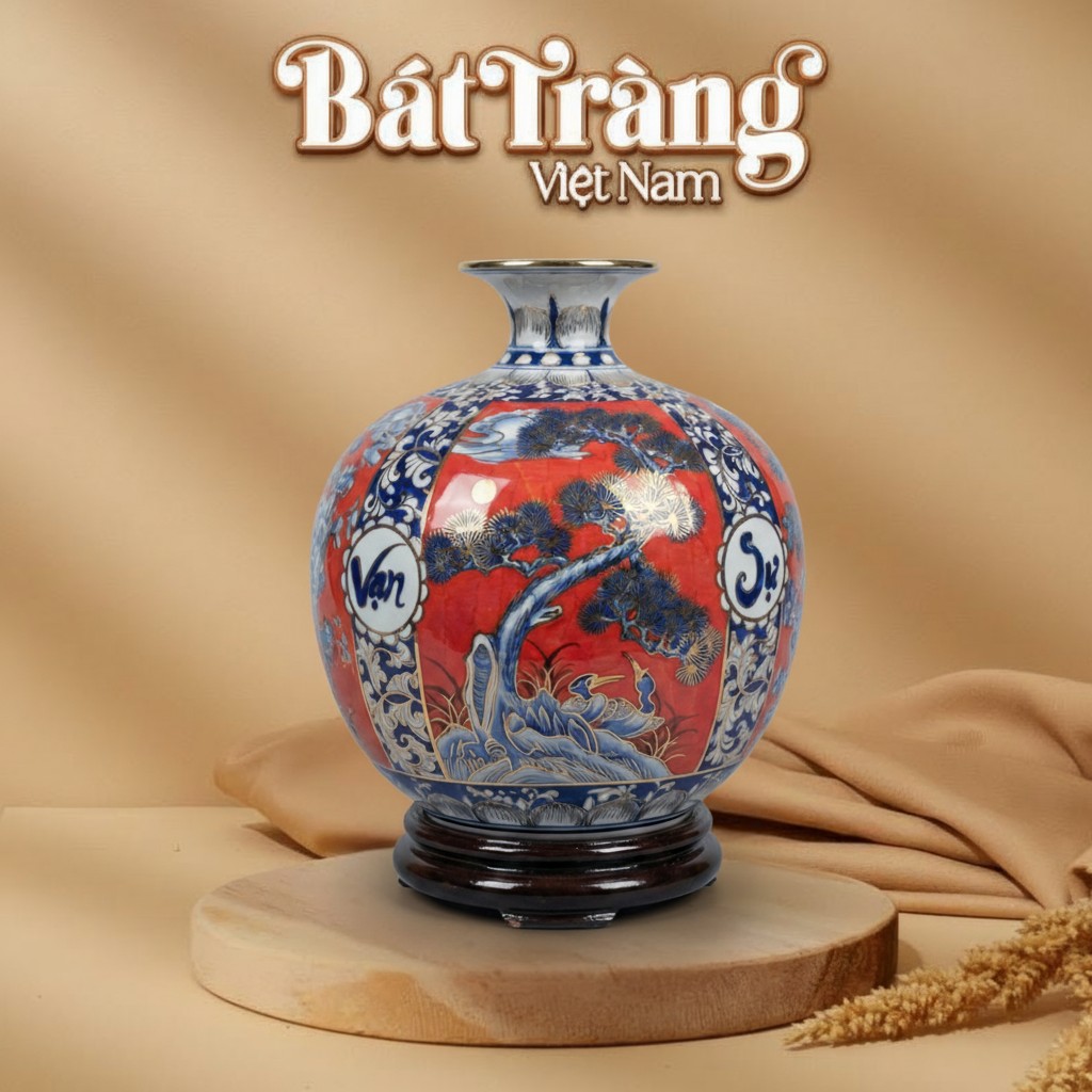 Bình Hút Tài Lộc Tứ Cảnh Bốn Mùa Vẽ Vàng 24K BT-BHL88