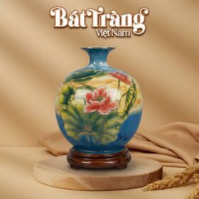 Bình Hút Tài Lộc Vẽ Vàng Liên Hoa Cát Tường Cao 30cm BT-BHL86