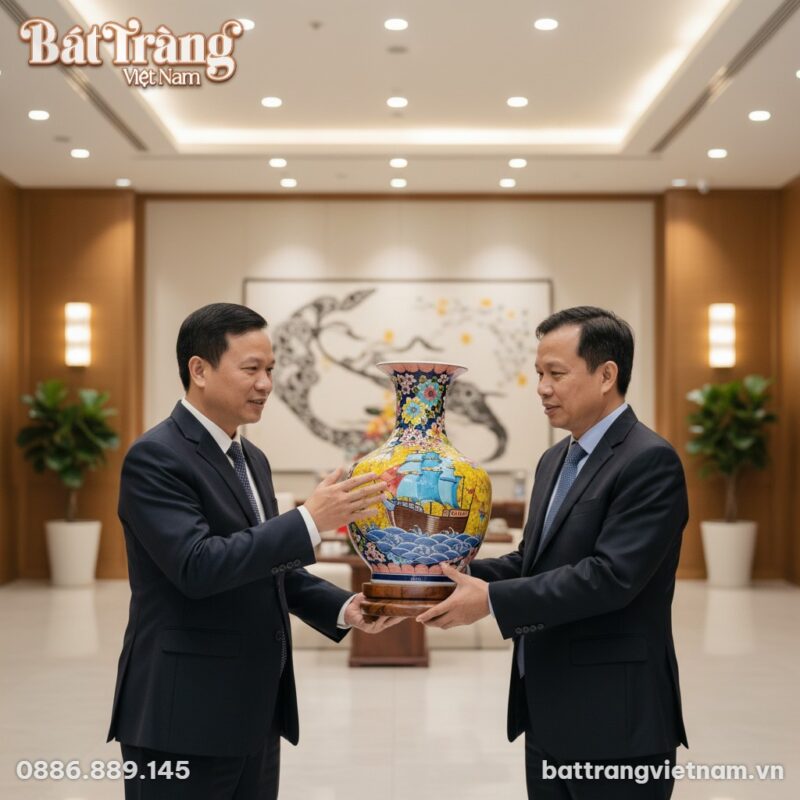 Bình gốm Bát Tràng cao 65cm đứng uy nghi trên s... Bình gốm Bát Tràng cao 65cm đứng uy nghi trên s...