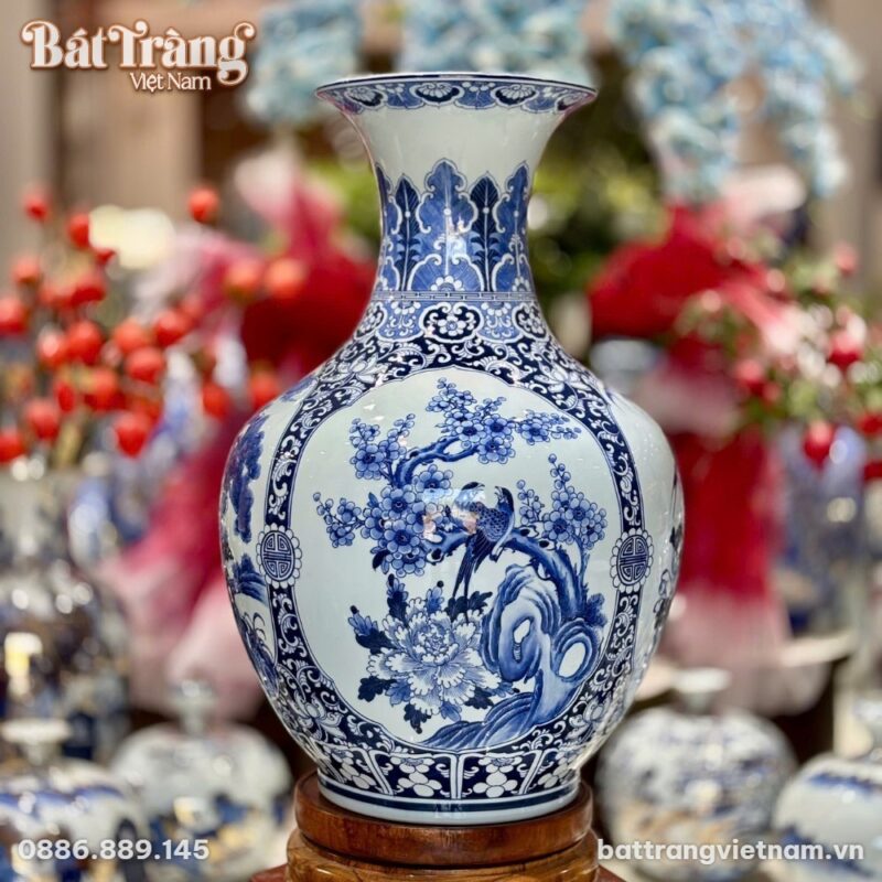 Bình tỏi họa tiết mai